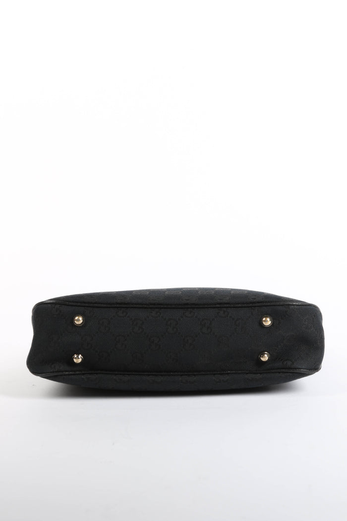 Vintage Gucci Monogram Canvas Bamboo Shoulder Bag