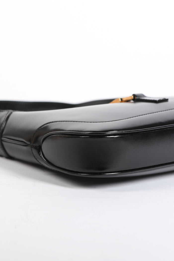 Vintage Gucci Black Leather Jackie Shoulder Bag