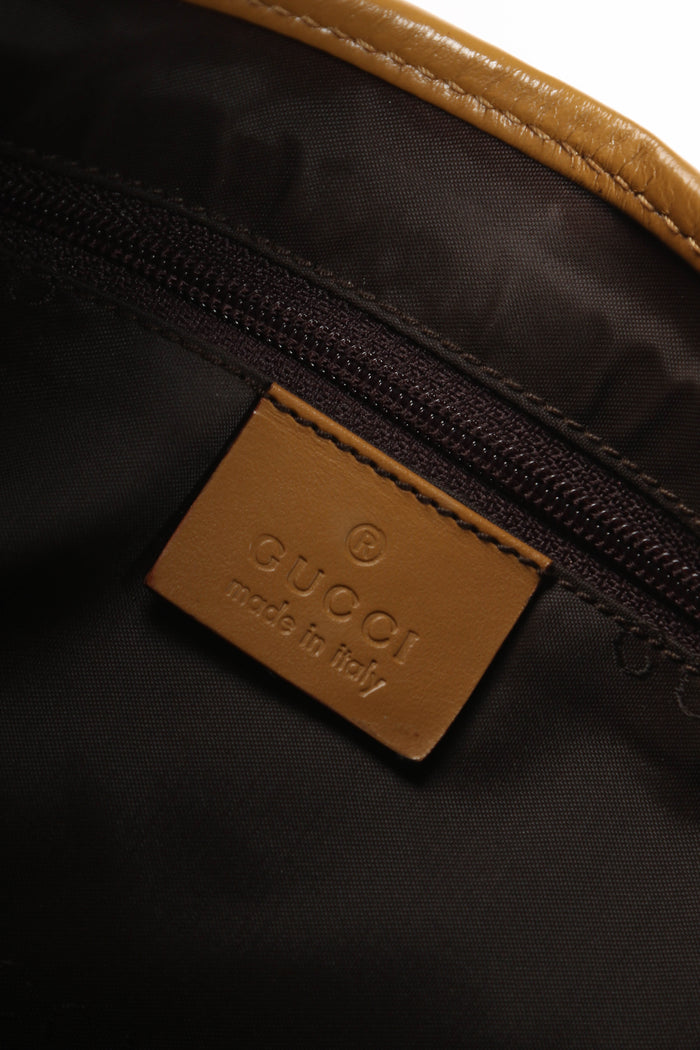 Vintage Gucci Monogram Canvas and Tan Leather Jackie Shoulder Bag