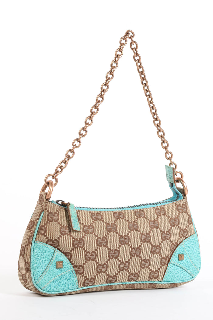Vintage Gucci Monogram Studded Small Shoulder Bag
