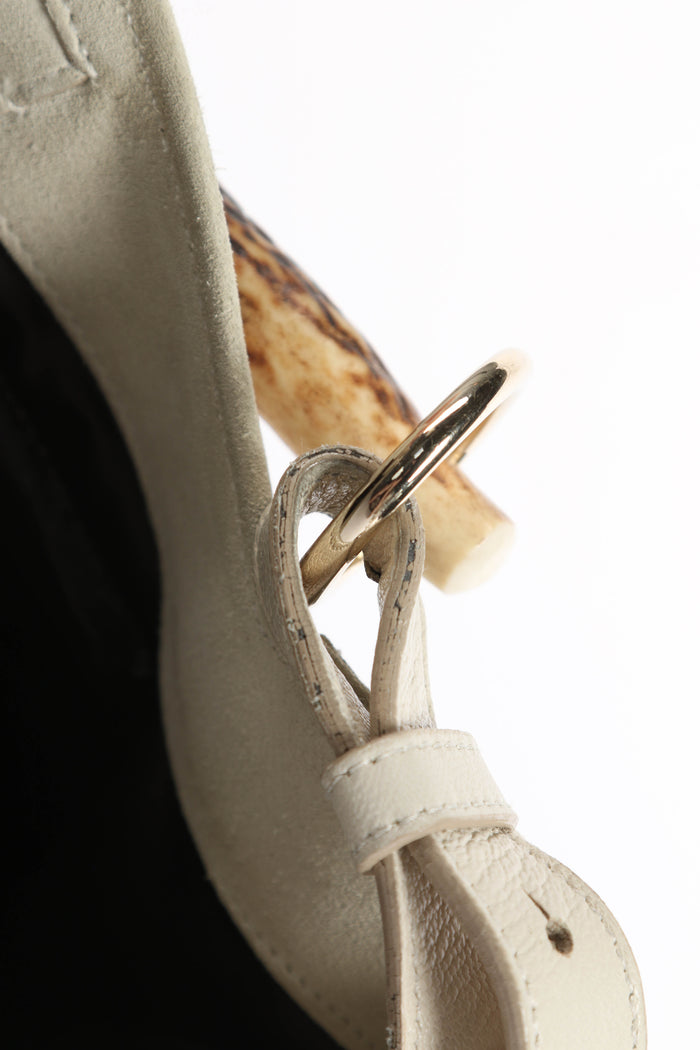 RARE Yves Saint Laurent Cream Suede Studded Mombasa Shoulder Bag