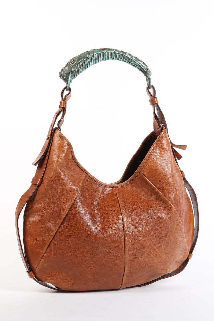 Vintage Yves Saint Laurent Tan Leather Mombasa Shoulder Bag