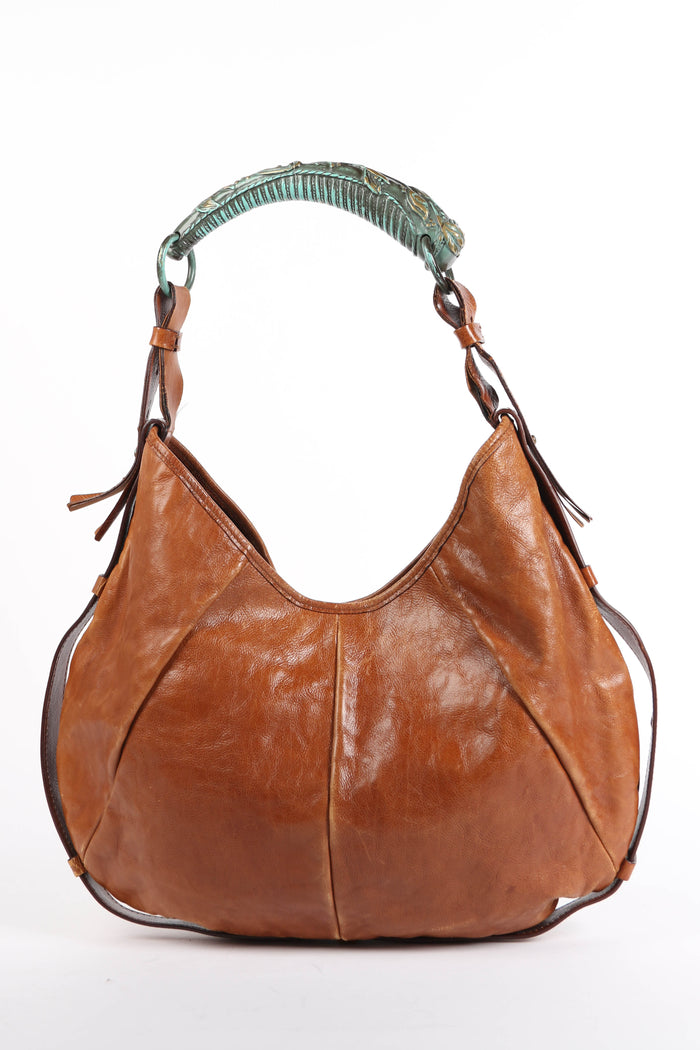 Vintage Yves Saint Laurent Tan Leather Mombasa Shoulder Bag