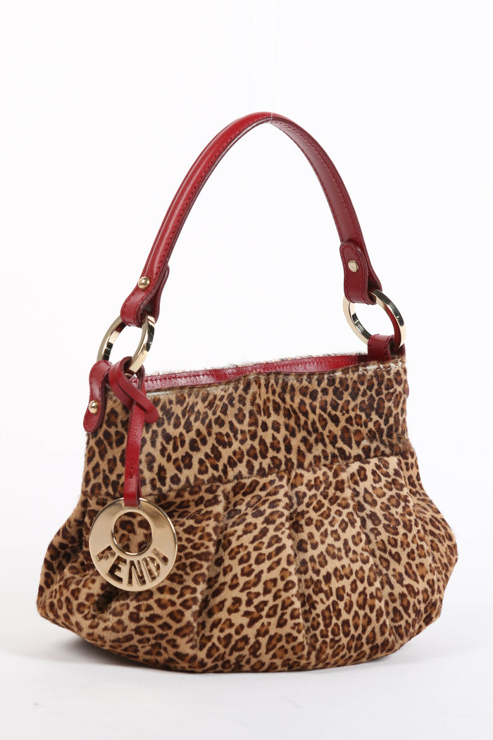 RARE 2000s Fendi Leopard Print Pony Hair Mini Chef Top Handle Bag