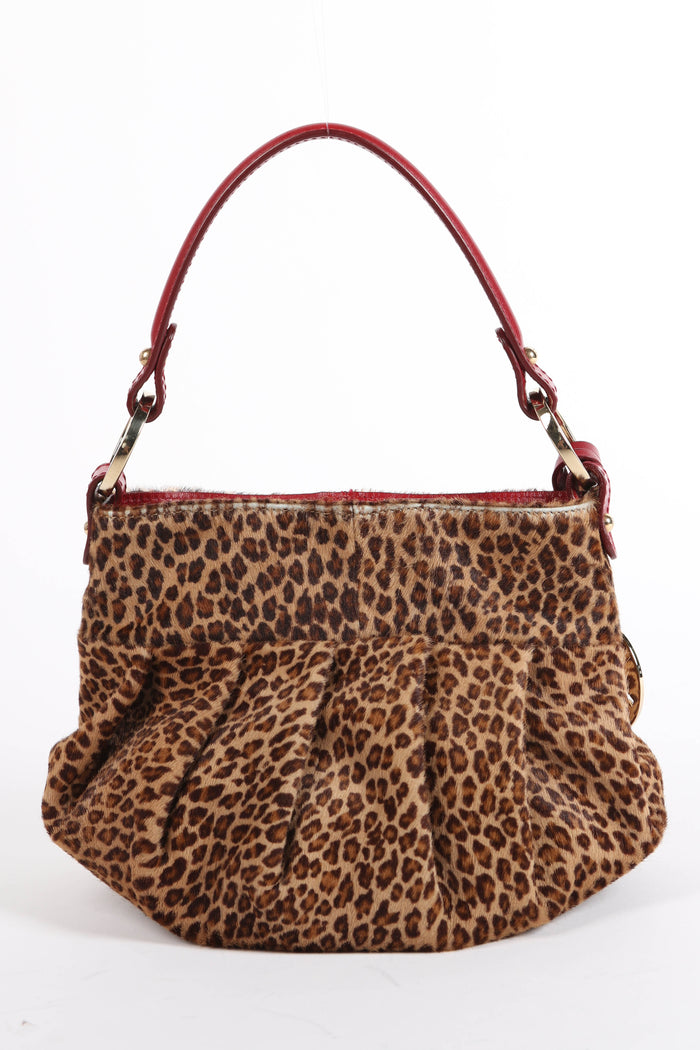 RARE 2000s Fendi Leopard Print Pony Hair Mini Chef Top Handle Bag