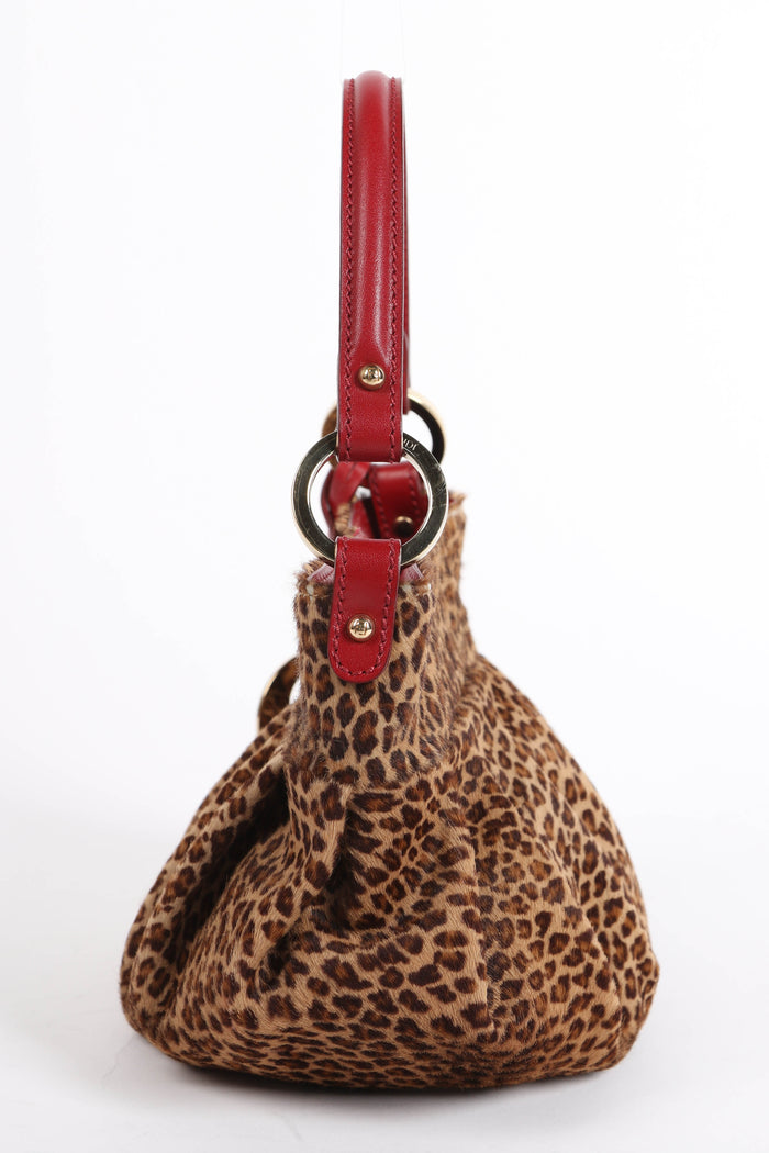 RARE 2000s Fendi Leopard Print Pony Hair Mini Chef Top Handle Bag