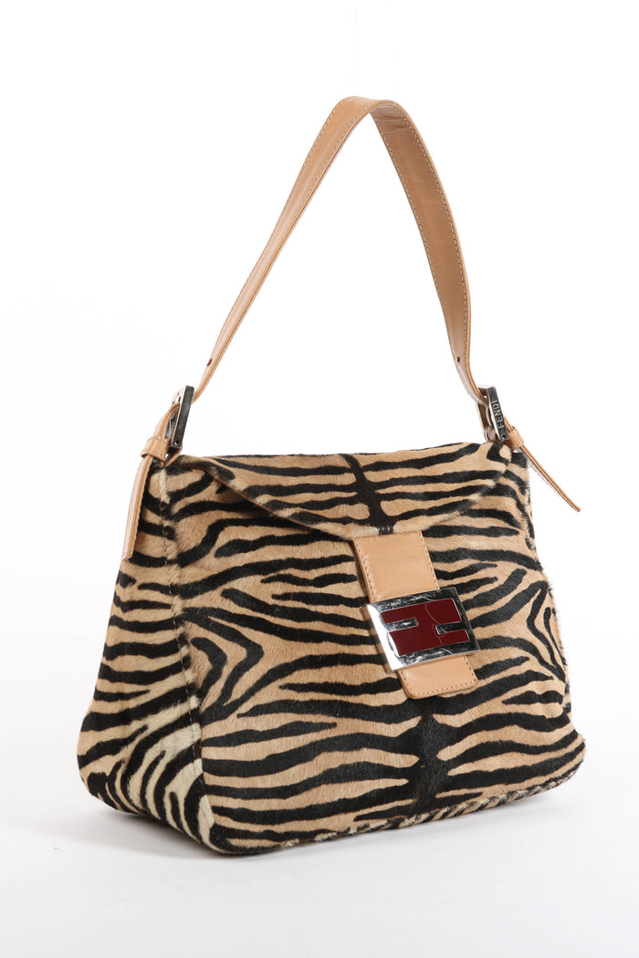 RARE Vintage Fendi Tiger Print Pony Hair Shoulder Bag