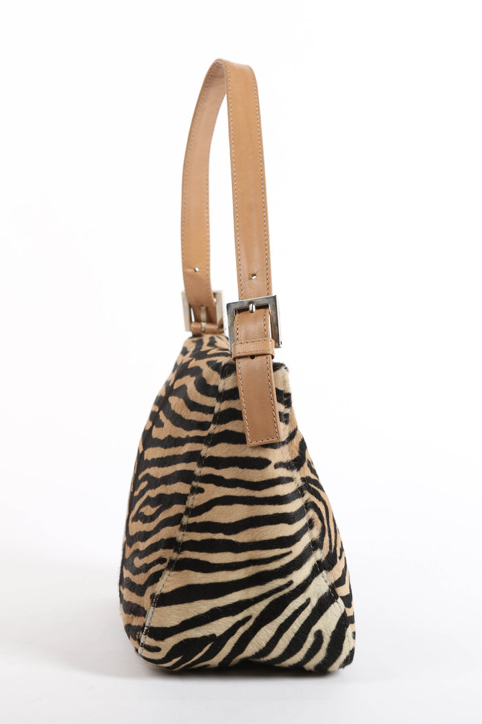 RARE Vintage Fendi Tiger Print Pony Hair Shoulder Bag