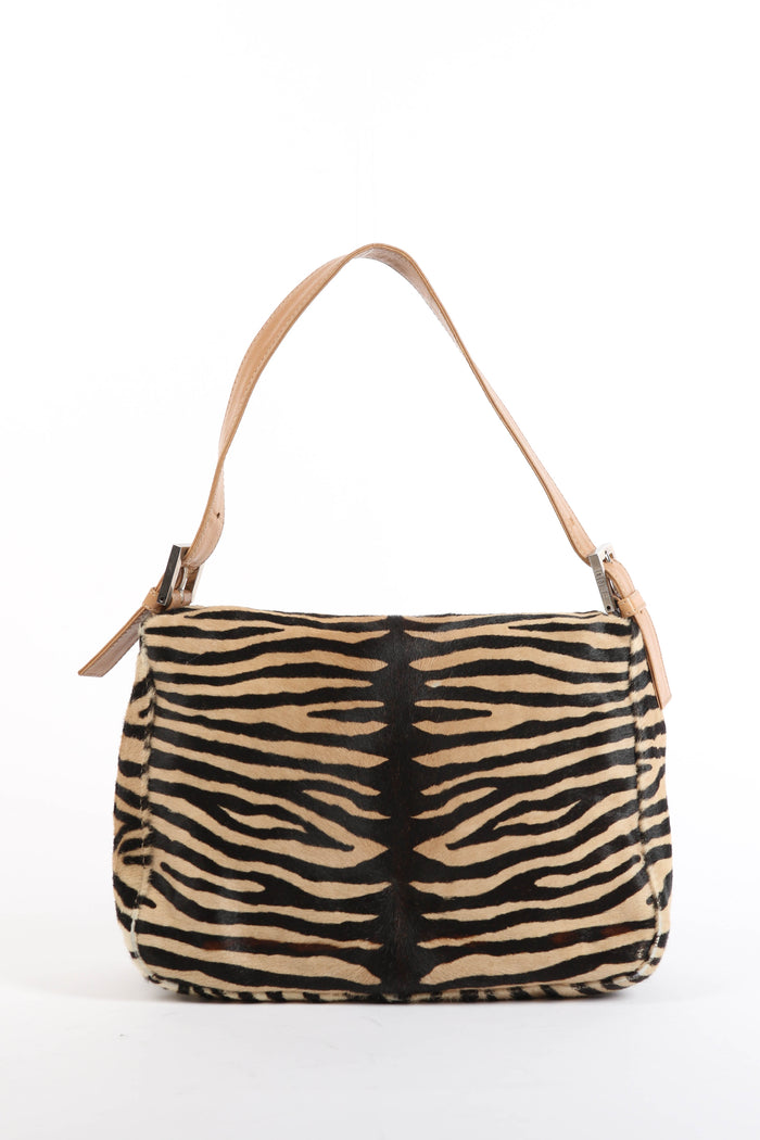 RARE Vintage Fendi Tiger Print Pony Hair Shoulder Bag