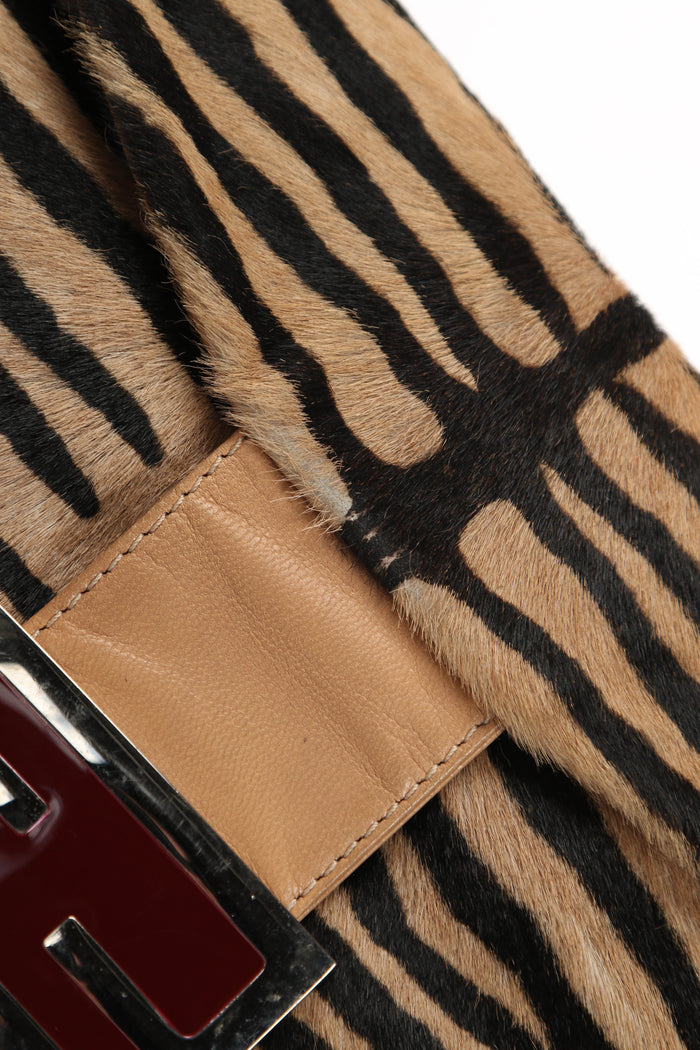 RARE Vintage Fendi Tiger Print Pony Hair Shoulder Bag