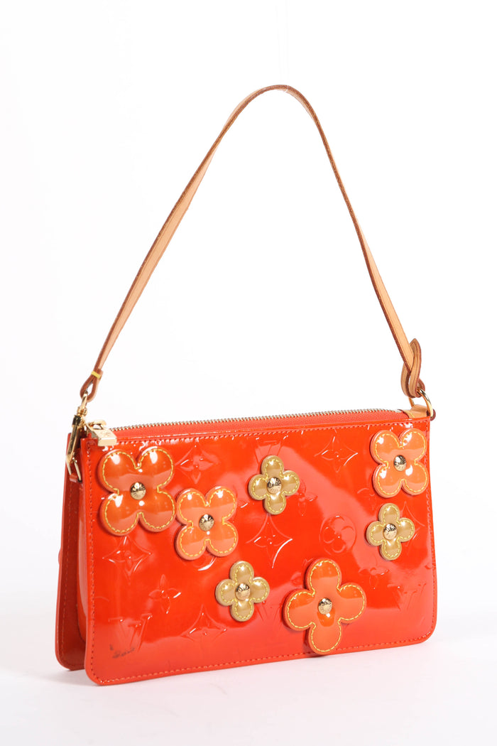 2000s Louis Vuitton Orange Lexington Fleurs Pochette