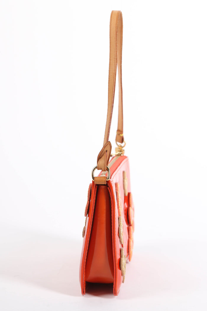 2000s Louis Vuitton Orange Lexington Fleurs Pochette