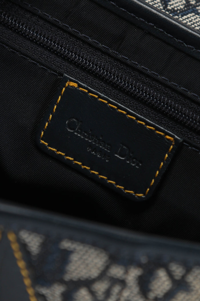 Vintage Christian Dior Navy Monogram Saddle Shoulder Bag
