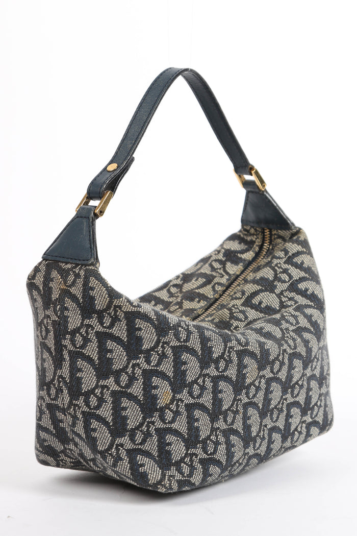Vintage Christian Dior Navy Monogram Top Handle Bag