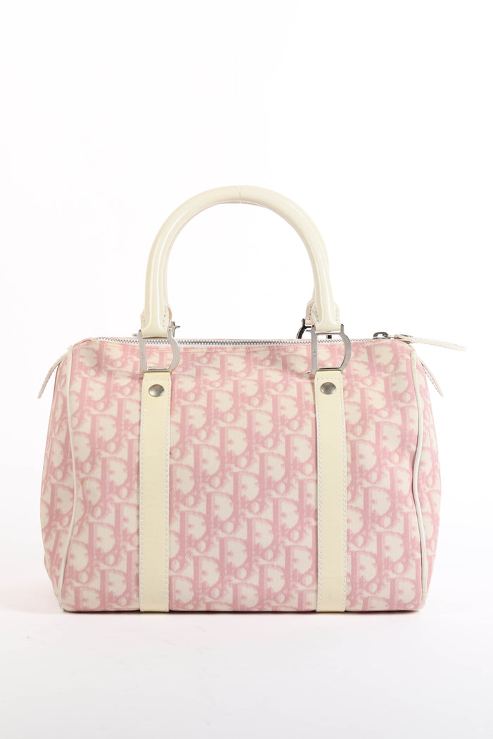 2000s Christian Dior Pink Monogram Canvas Boston Bag
