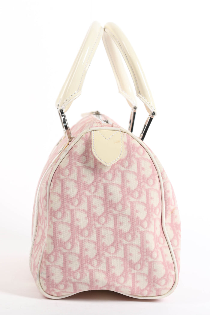 2000s Christian Dior Pink Monogram Canvas Boston Bag