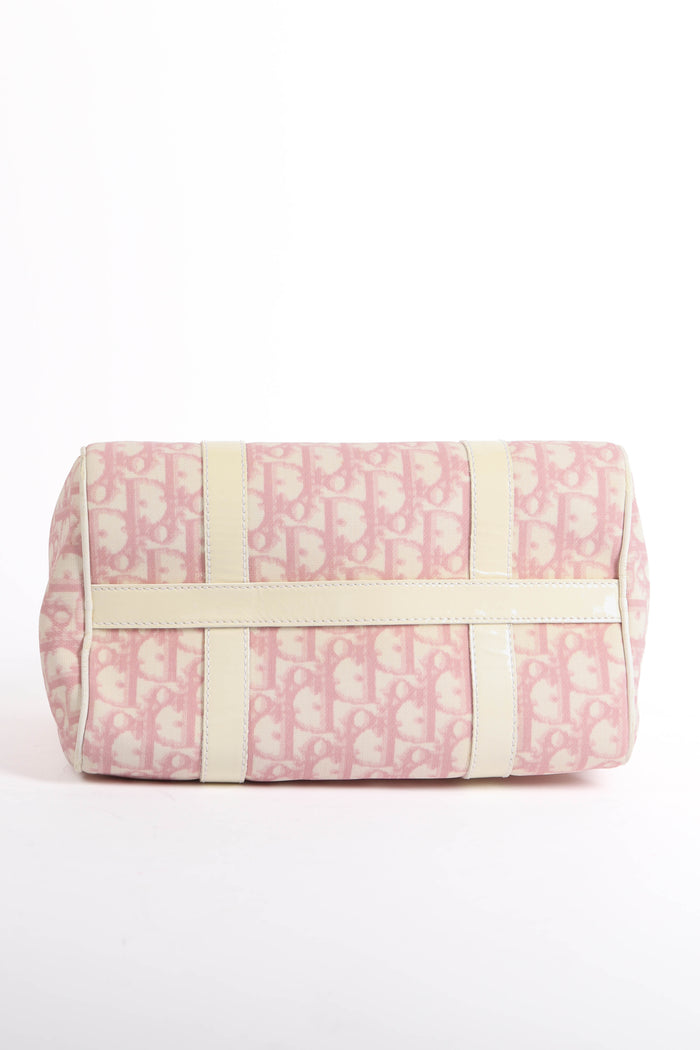 2000s Christian Dior Pink Monogram Canvas Boston Bag