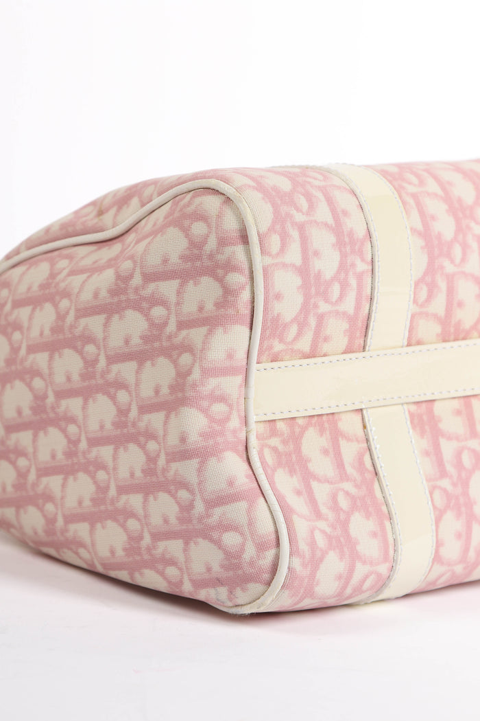 2000s Christian Dior Pink Monogram Canvas Boston Bag