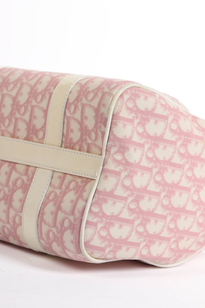 2000s Christian Dior Pink Monogram Canvas Boston Bag