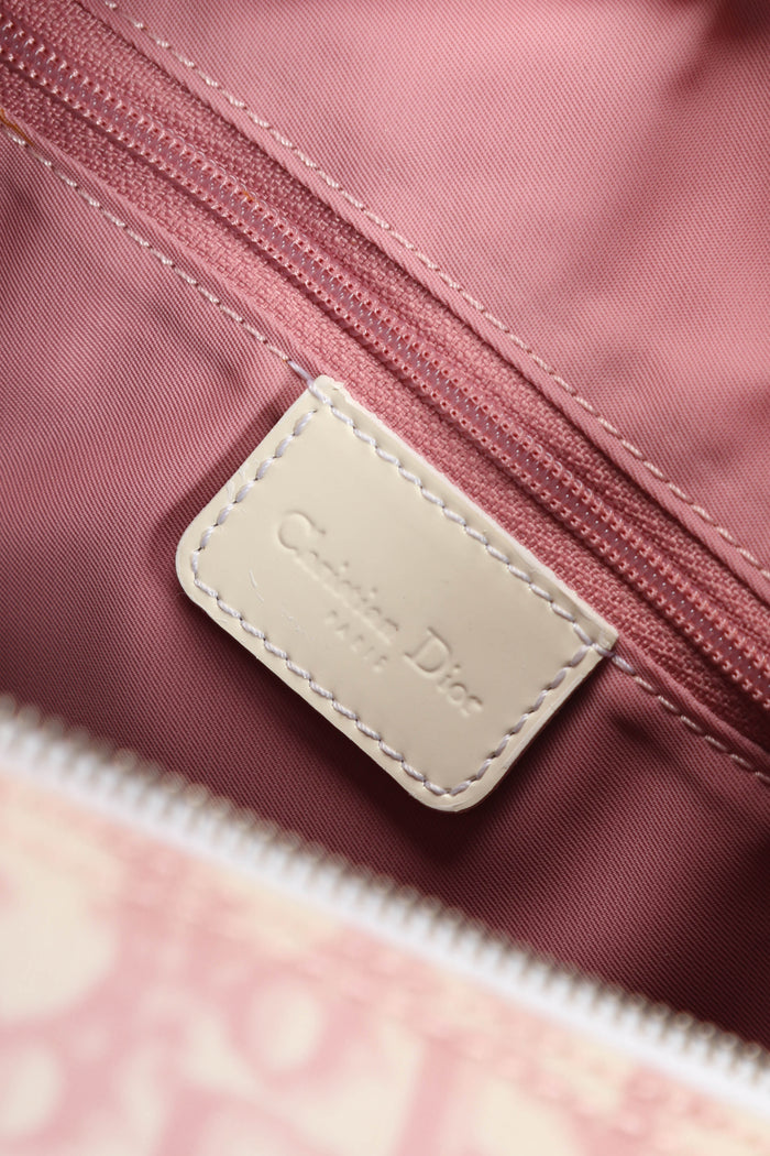 2000s Christian Dior Pink Monogram Canvas Boston Bag