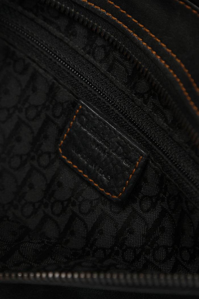 2000s Christian Dior Black Leather Gaucho Shoulder Bag