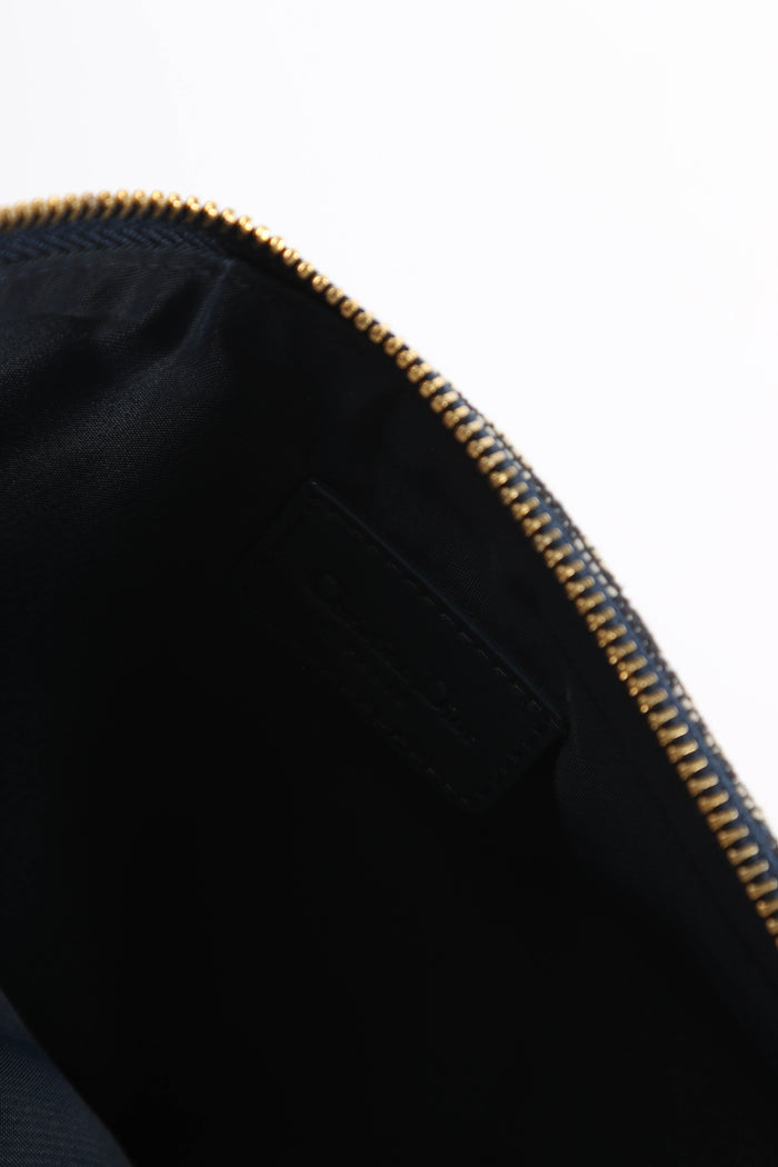 2000s Christian Dior Monogram Navy Trotter Saddle Bag
