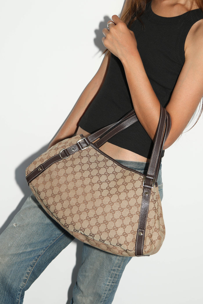 Vintage Gucci Monogram Canvas Shoulder Bag