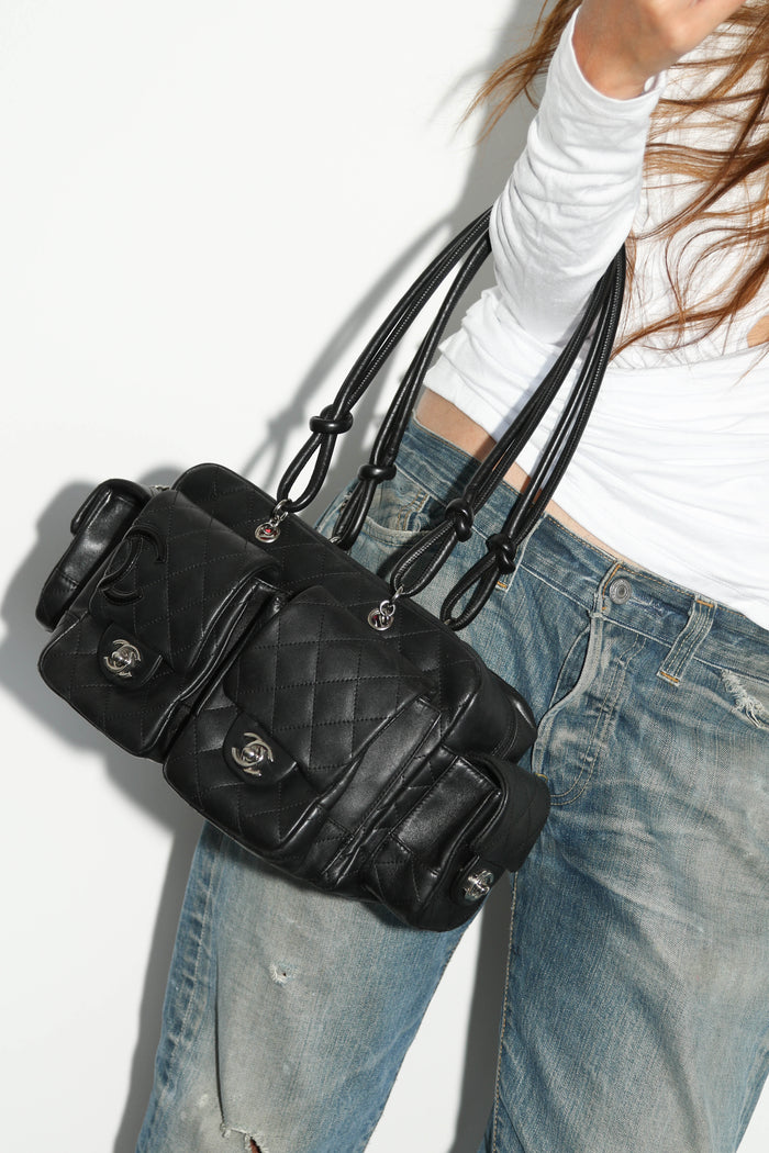 RARE 2000s Chanel Black Rue Cambon Reporter Shoulder Bag