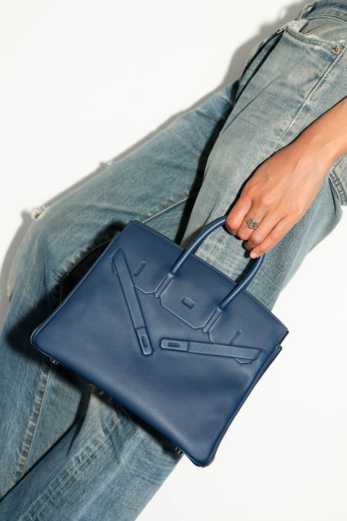 SUPER RARE 2022 Hermès Shadow Birkin in Swift Navy Leather 25cm
