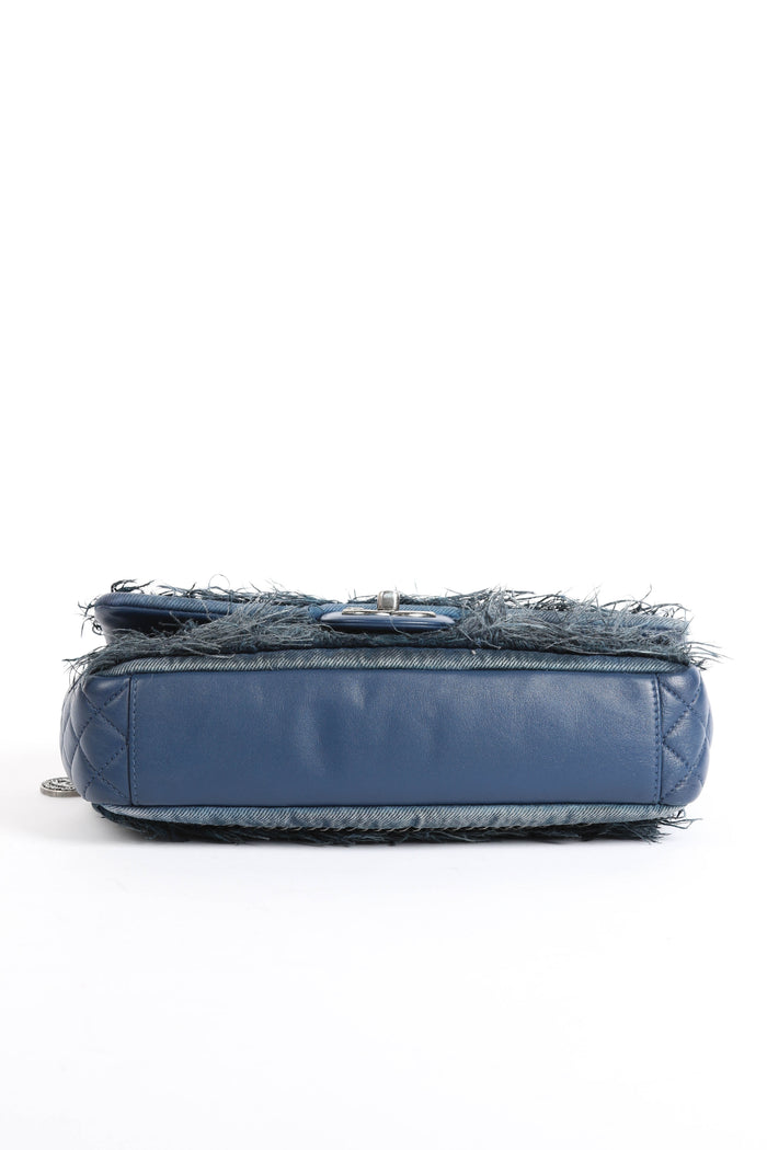 2014 Chanel Paris-Dubai Fringe Denim Single Flap Shoulder Bag