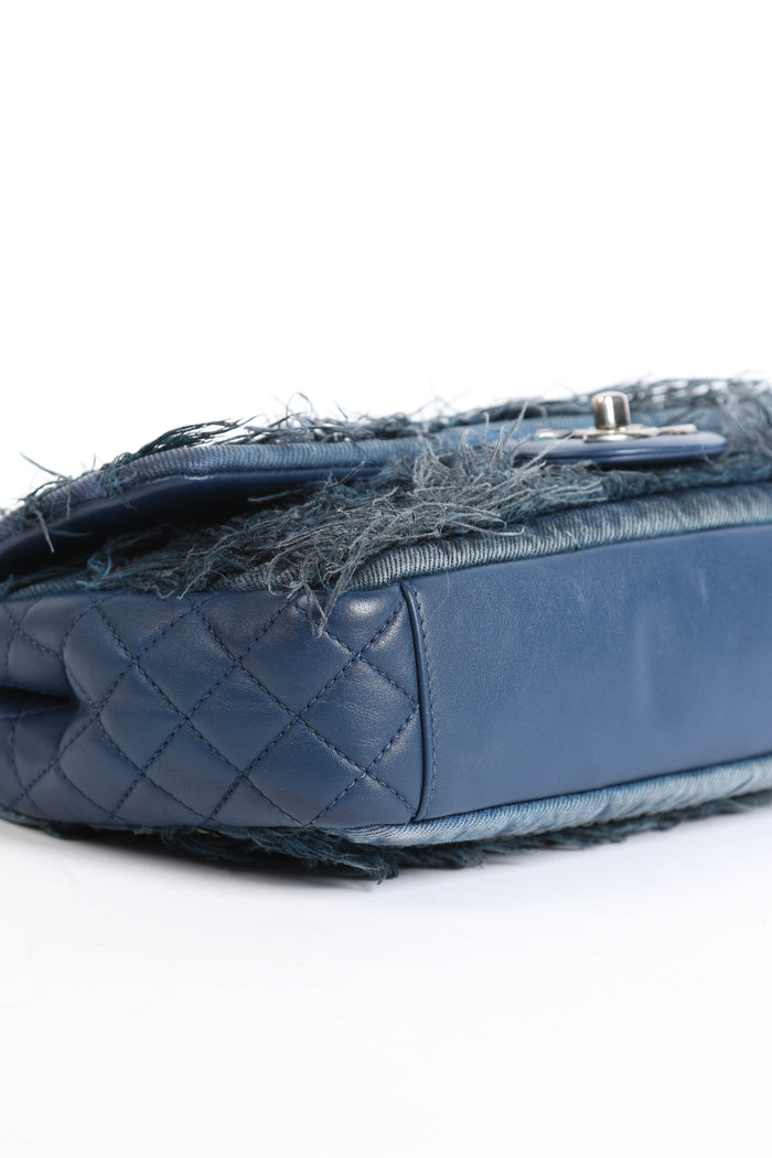 2014 Chanel Paris-Dubai Fringe Denim Single Flap Shoulder Bag
