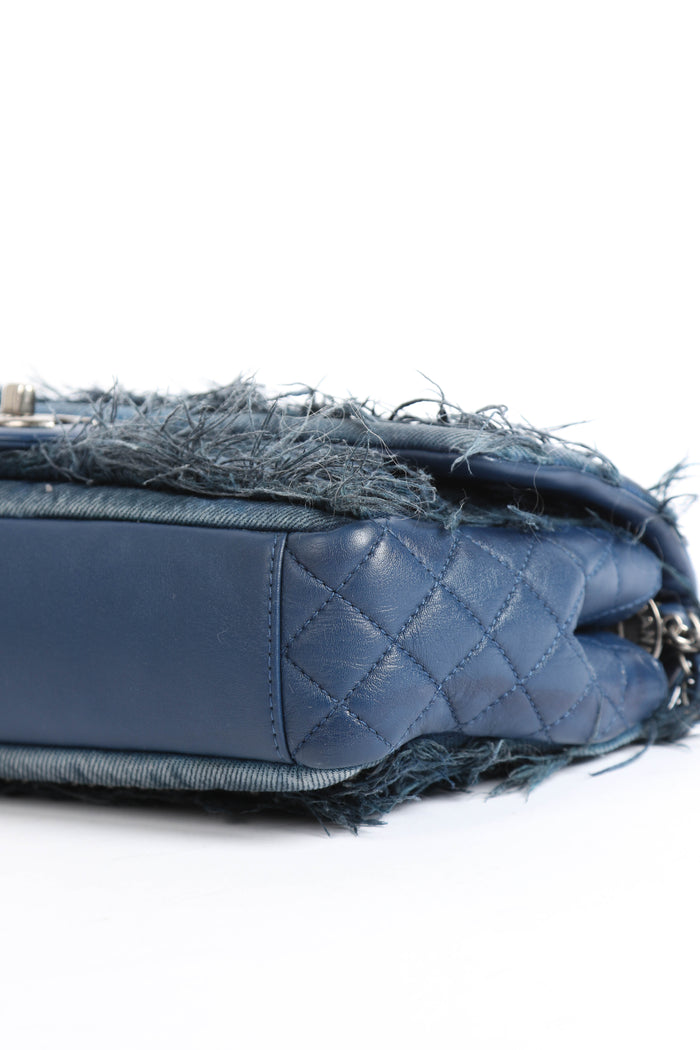 2014 Chanel Paris-Dubai Fringe Denim Single Flap Shoulder Bag