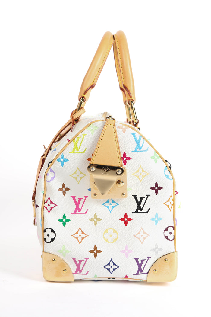 2000s Louis Vuitton x Takashi Murakami Multicolour Monogram Speedy 30