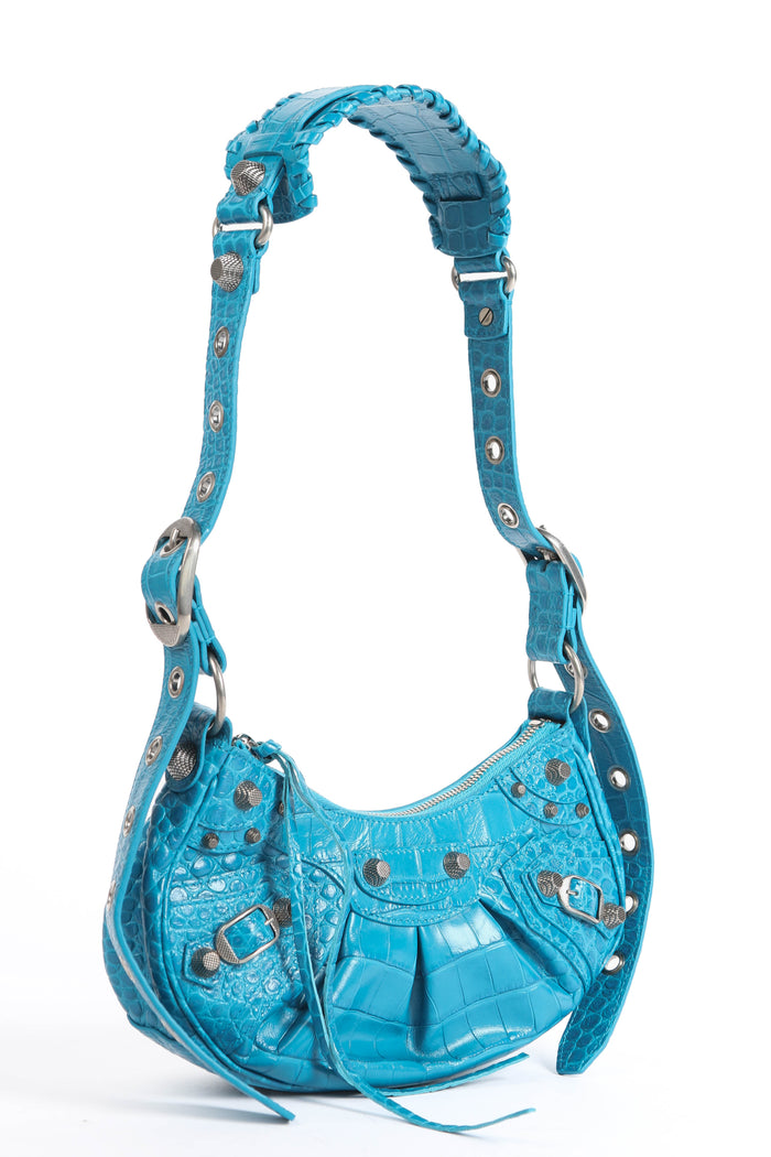 Balenciaga Le Cagole Blue Leather Small Shoulder Bag