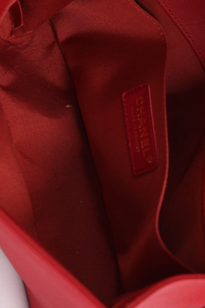 2010s Chanel Red Caviar Leather Medium Boy Bag