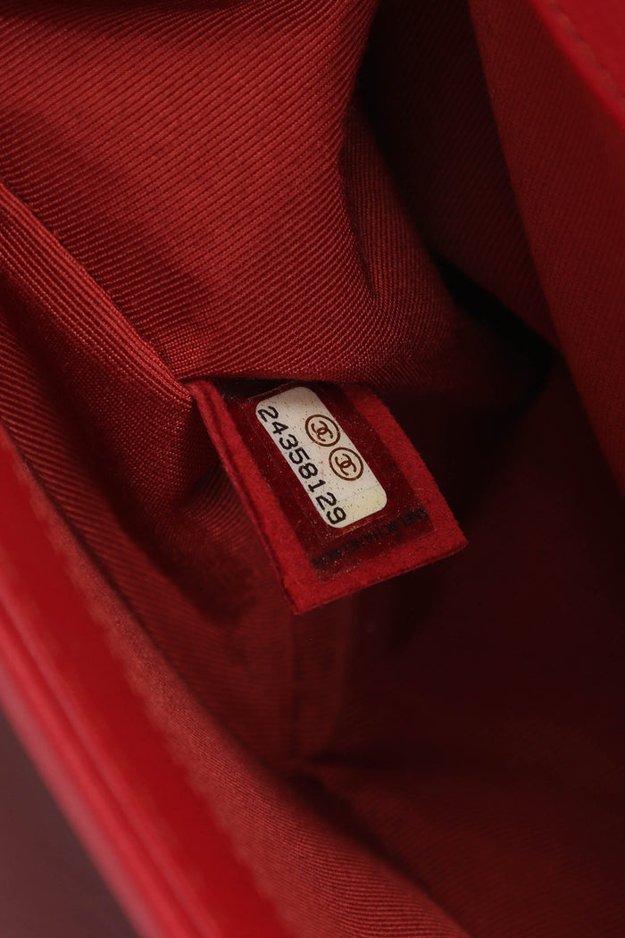 2010s Chanel Red Caviar Leather Medium Boy Bag