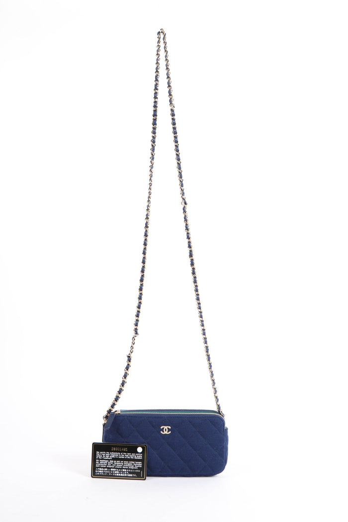 2019 Chanel Navy Jersey Mini Crossbody Bag