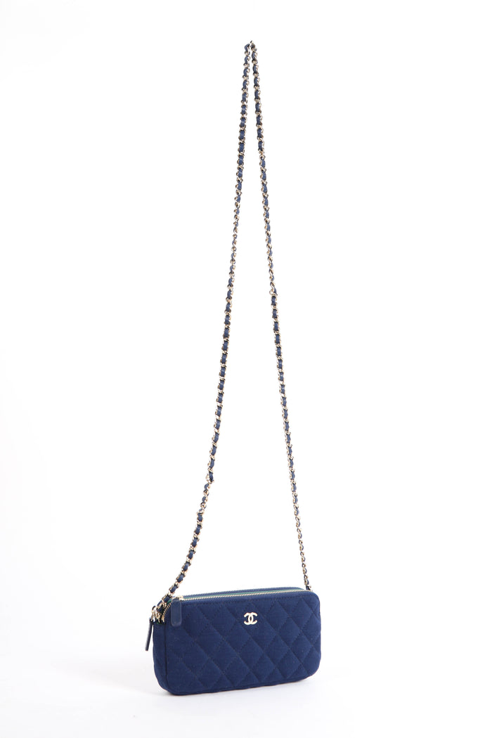 2019 Chanel Navy Jersey Mini Crossbody Bag