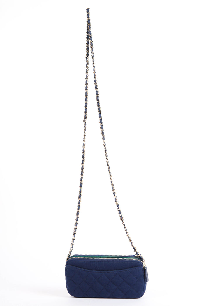 2019 Chanel Navy Jersey Mini Crossbody Bag