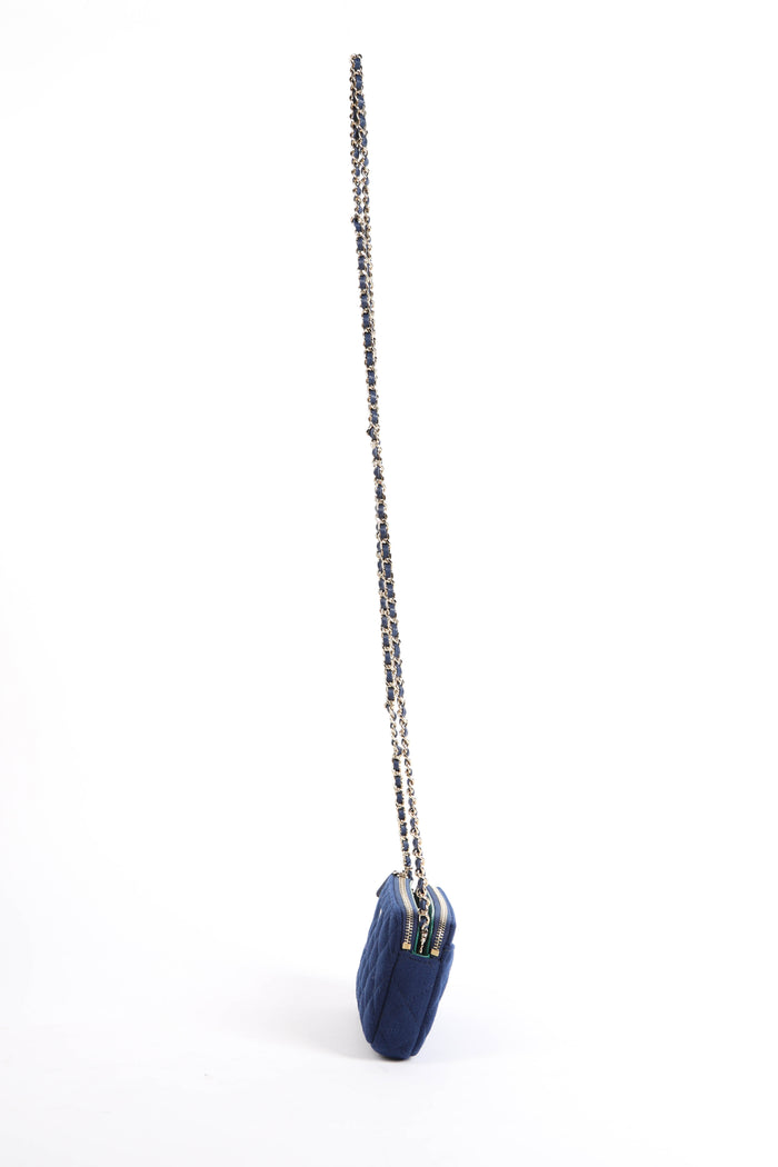 2019 Chanel Navy Jersey Mini Crossbody Bag