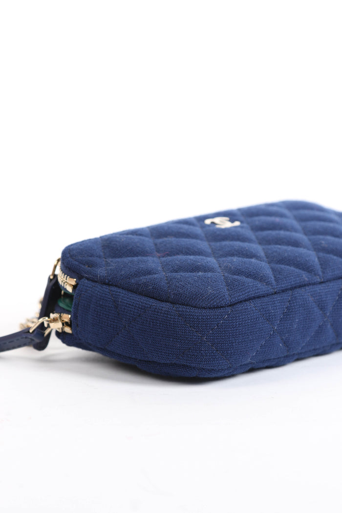2019 Chanel Navy Jersey Mini Crossbody Bag