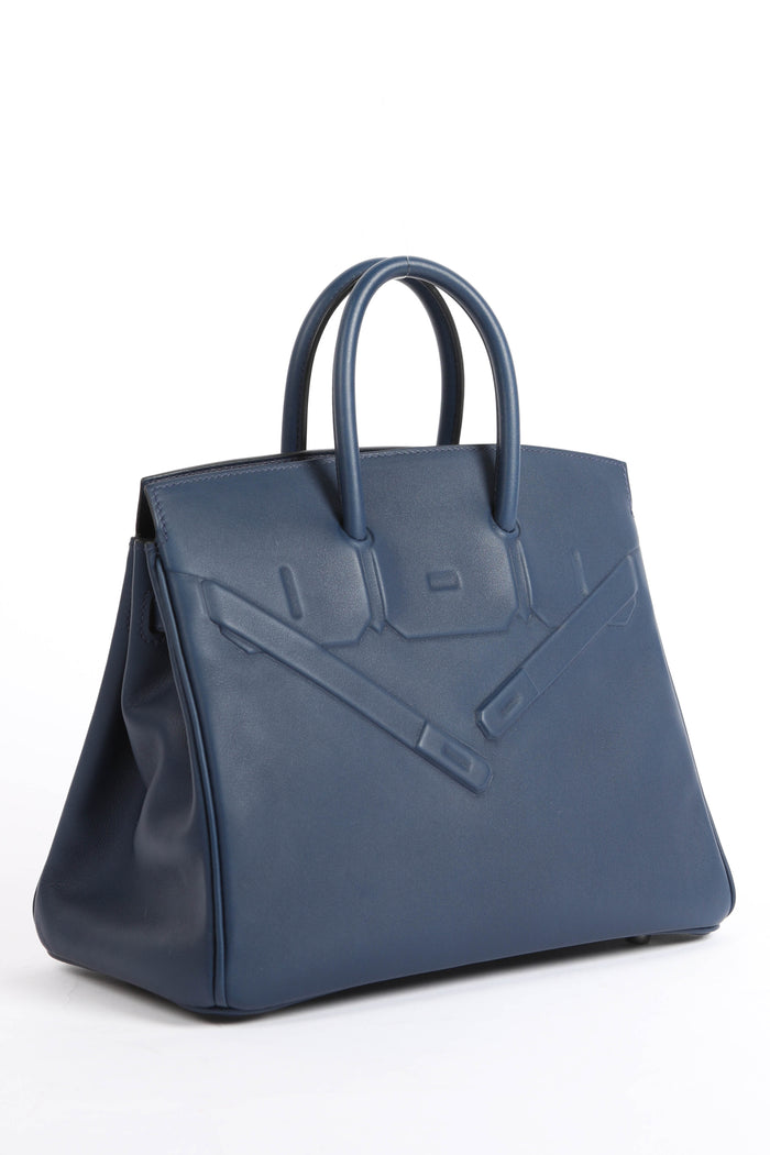 SUPER RARE 2022 Hermès Shadow Birkin in Swift Navy Leather 25cm