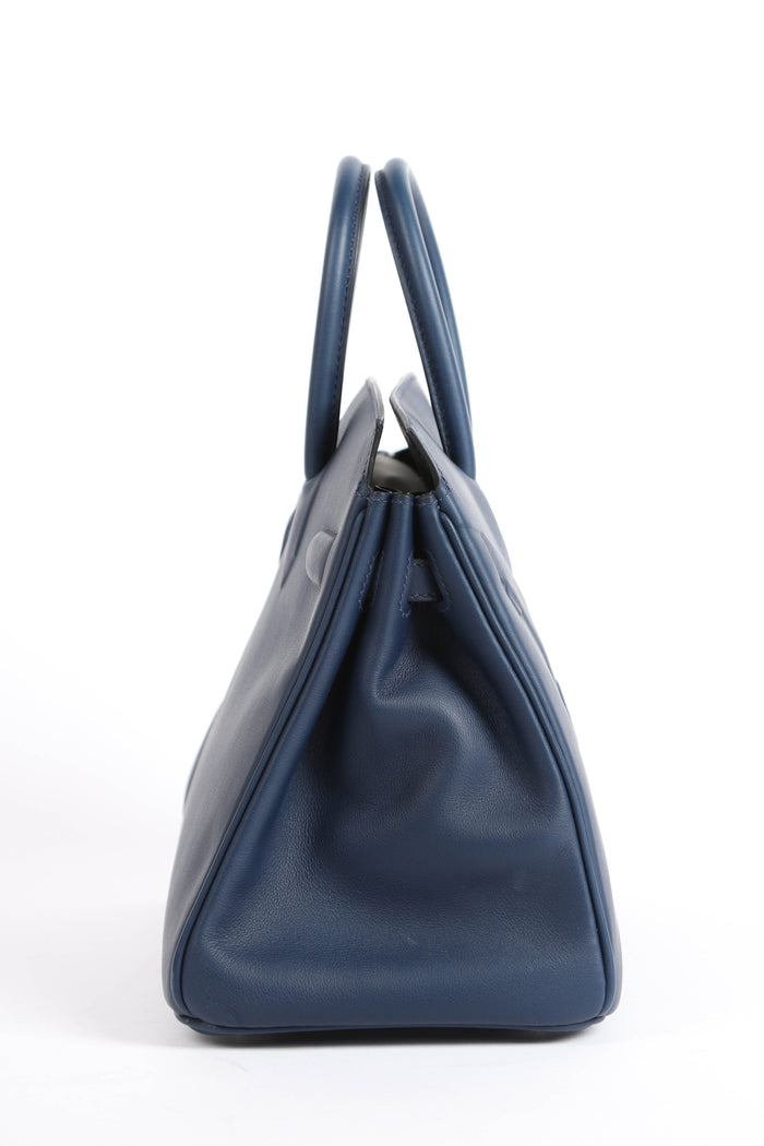 SUPER RARE 2022 Hermès Shadow Birkin in Swift Navy Leather 25cm