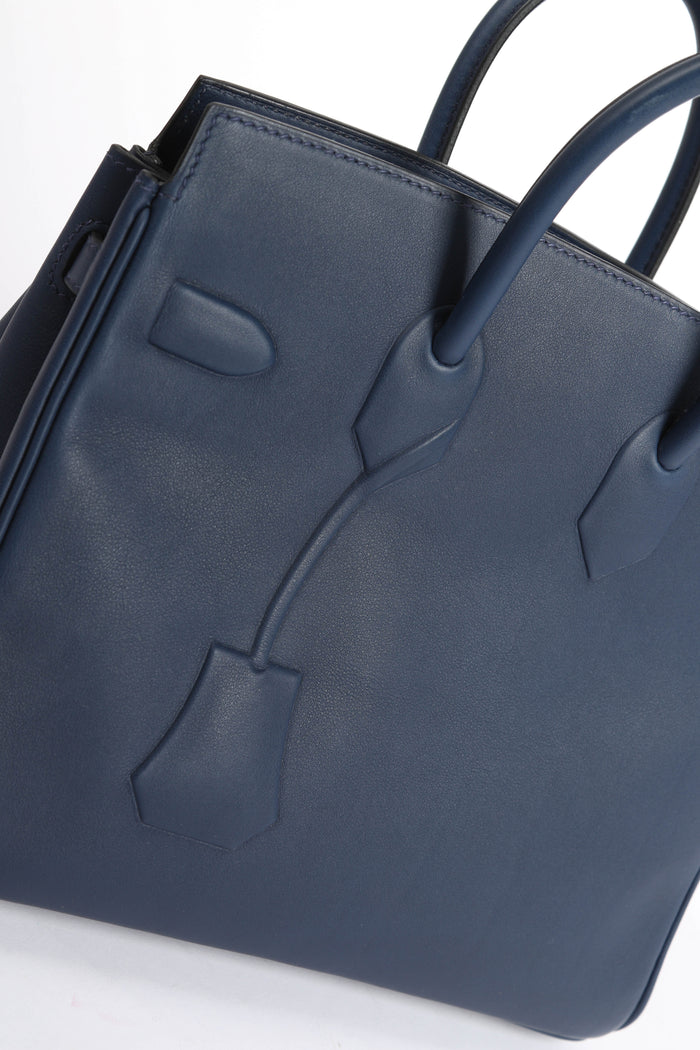SUPER RARE 2022 Hermès Shadow Birkin in Swift Navy Leather 25cm