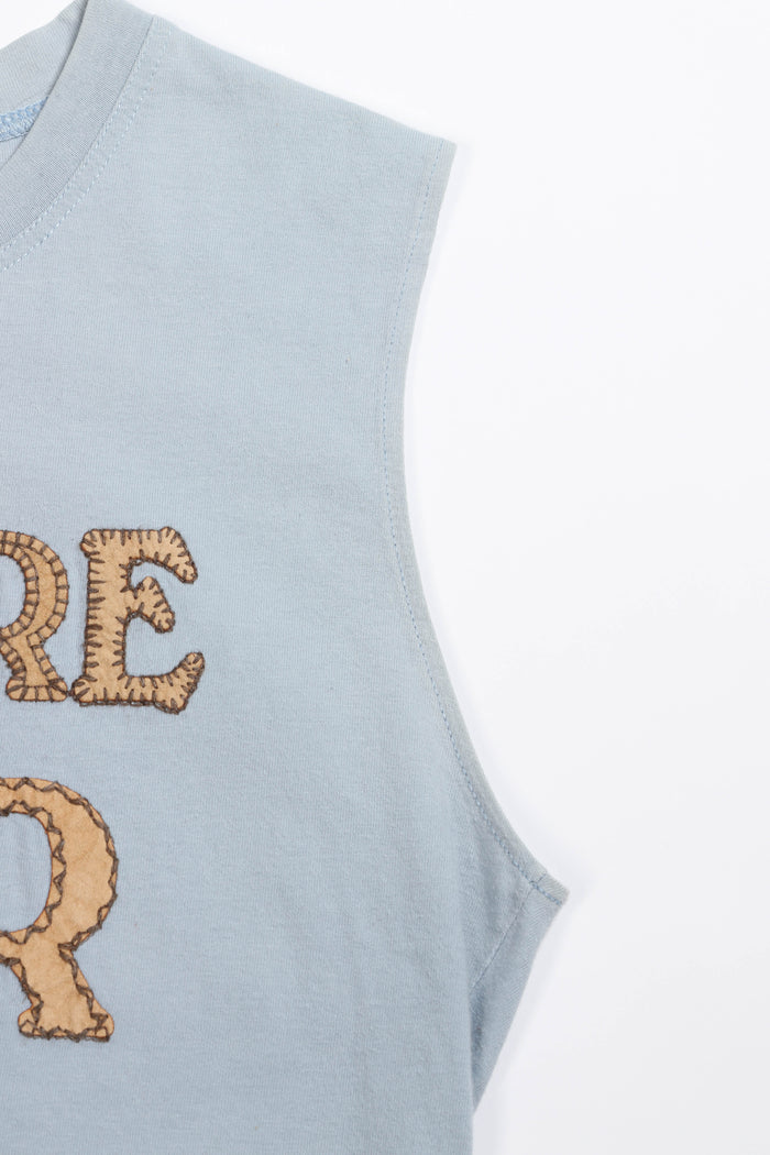 2000s Christian Dior Blue Blanket Stitch "J'adore Dior" Tank Top FR 40 (UK 12)