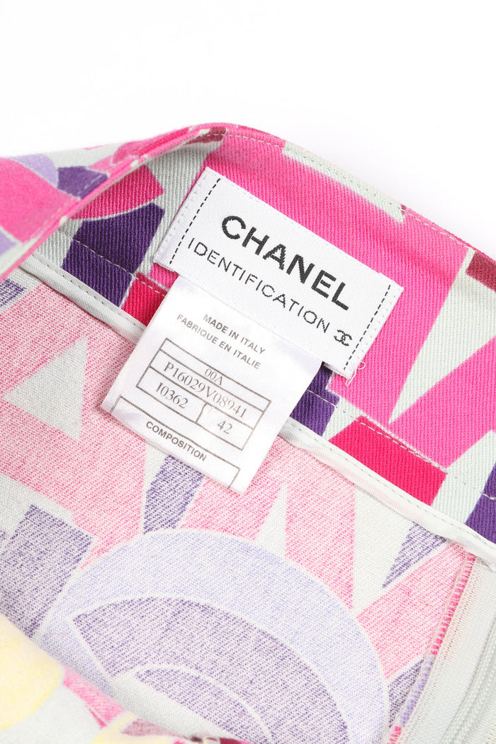 2000s Chanel Multicolour Midi Skirt FR 42 (UK 14)
