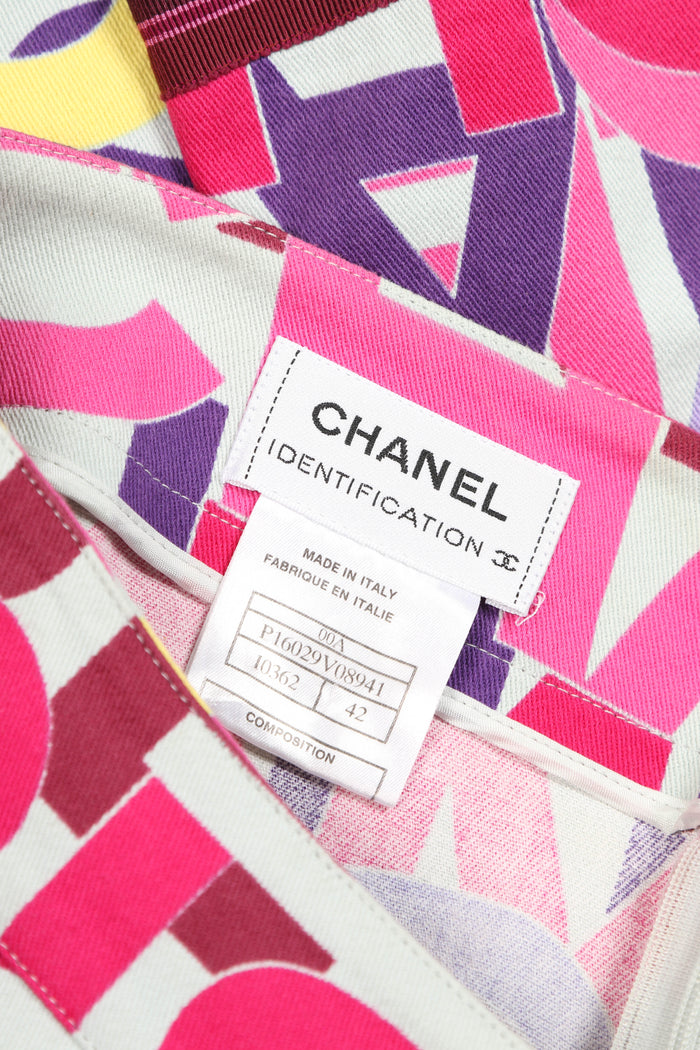 2000s Chanel Multicolour Midi Skirt FR 42 (UK 14)