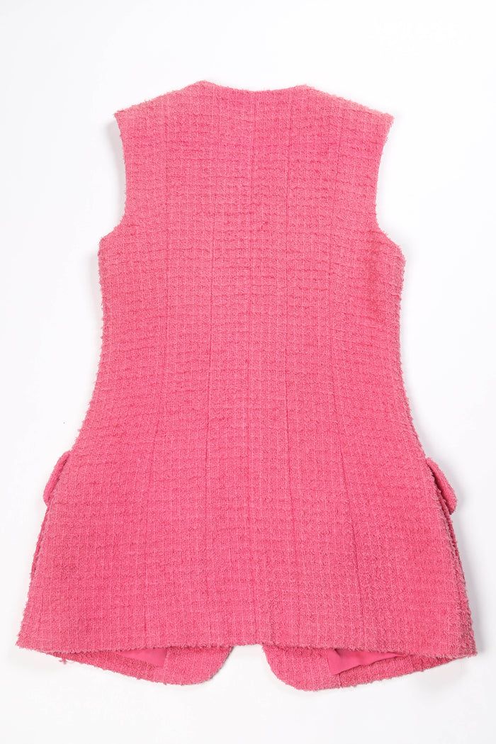 Chanel Pink Tweed Button Down Top FR 34 (UK 6)
