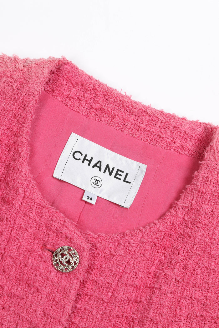 Chanel Pink Tweed Button Down Top FR 34 (UK 6)