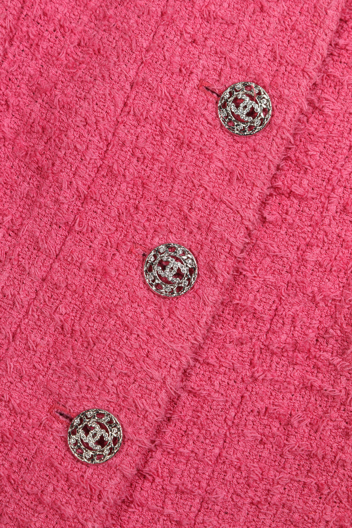 Chanel Pink Tweed Button Down Top FR 34 (UK 6)